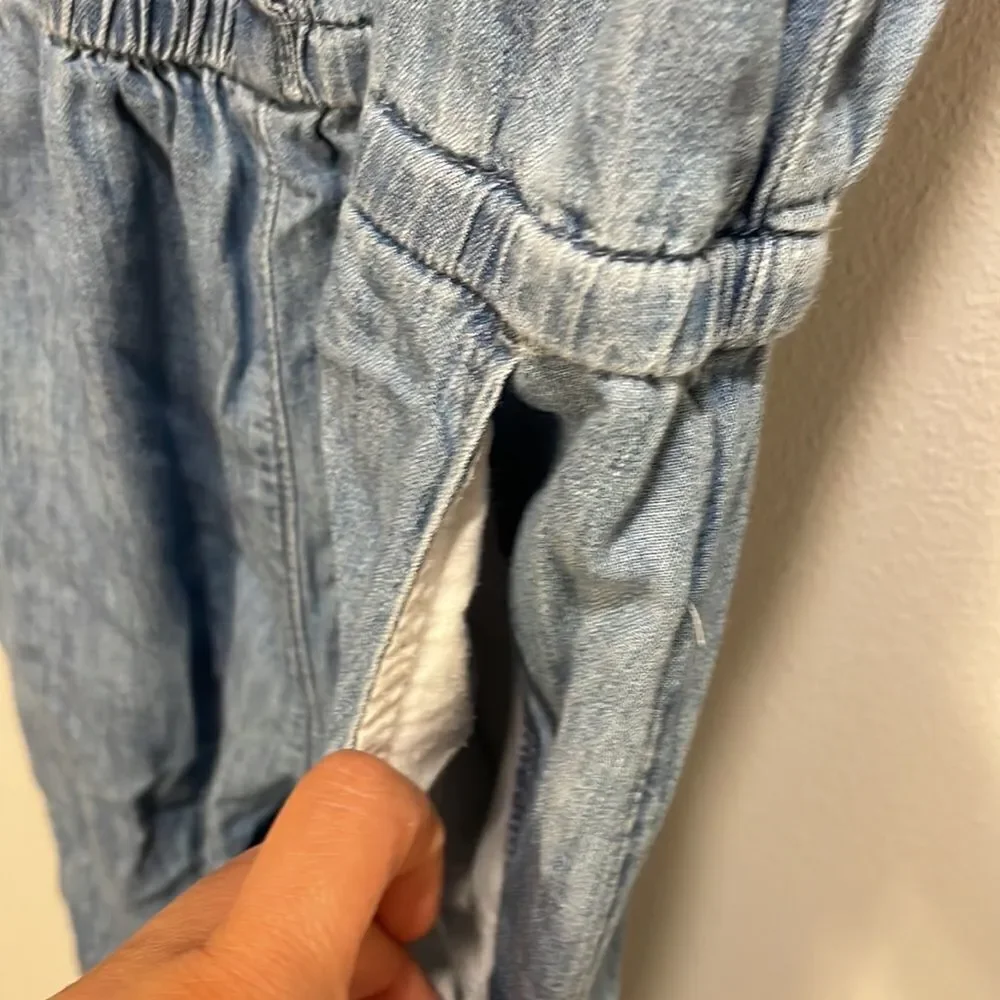 GAP kids ruffle denim jumpsuit.